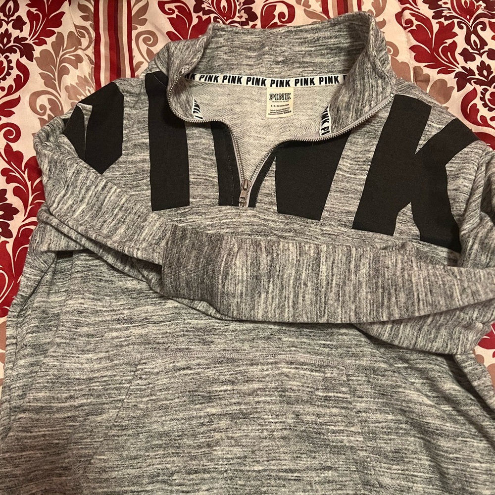 PINK Victoria’s Scret quarter zip sweater in Heather grey